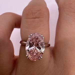 3.08 carat fancy vivid pink oval diamond engagement ring solitaire hidden halo